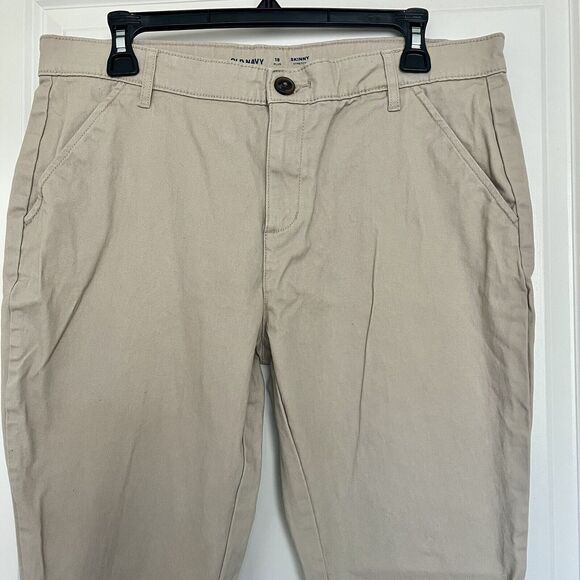 Old Navy Girls Plus Size 18 Tan Khaki Stretch Skinny Leg School Uniform Pants - Picture 2 of 11